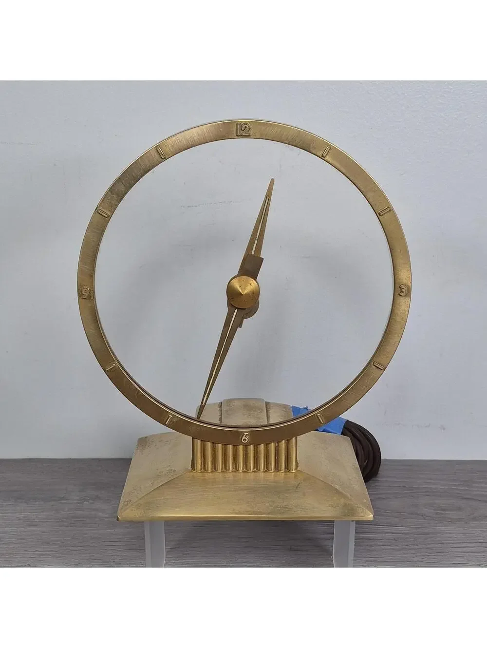Vintage Jefferson Golden Hour Mystery Clock 580-101 Weight Glass Motor